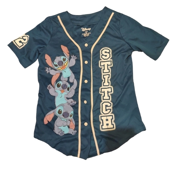 Disney Tops - Lilo and Stitch Disney Blue Baseball Jersey Shirt Women's Size XL Varsity EUC